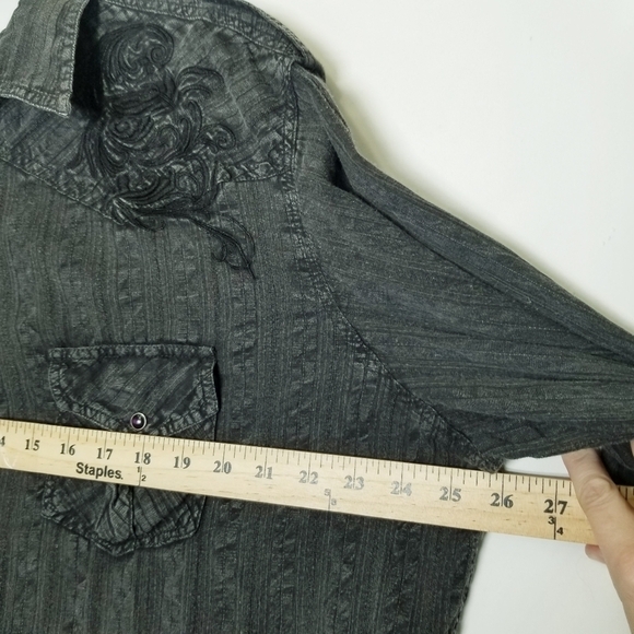 Ely 1878 Size XL  Factory Faded Embroidered  Black Pearl Snaps‎ Oversized - Picture 9 of 10